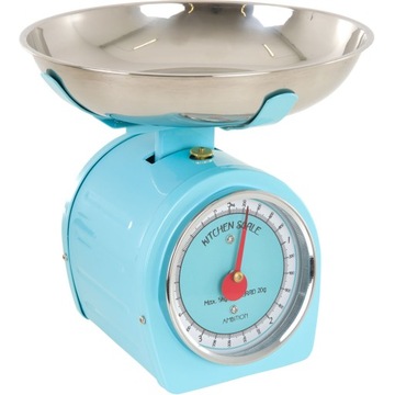 Waga kuchenna niebieska z czerwoną wskazówką 5 kg
