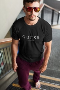 Koszulka męska z napisem nadrukiem Gess Los Angeles zgadnij T-shirt męski