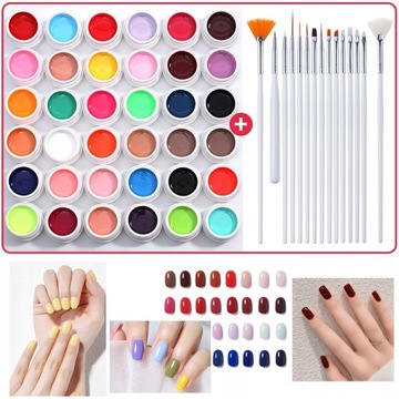 ZESTAW ŻELOWY DO MANICURE 36szt Żele do paznokci