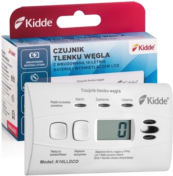Czujnik czadu KIDDE K10LLDCO Wyświetlacz LCD 10LAT