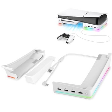 ТОНКАЯ ГОРИЗОНТАЛЬНАЯ КОНСОЛЬНАЯ ПОДСТАВКА RGB PLAYSTATION 5 с 4 портами USB