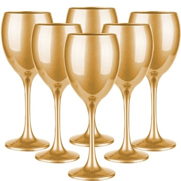 6x KIELISZKI DO WINA ZŁOTE 300ML ZESTAW 6SZT