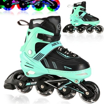 РЕГУЛИРУЕМЫЕ КОНЬКИ РЕЗИНОВЫЕ КОНЬКИ ДЛЯ ДОБЫЧИ СВЕТЯЩИЕСЯ СВЕТОДИОДНЫЕ КОЛЕСА размеры 43-45