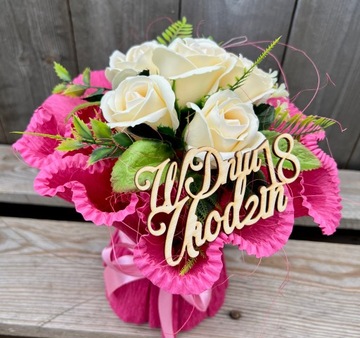 Pachnący Bukiet Mydlany z RĘCZNIKÓW Kwiaty Róże Mydlane Prezent na Urodziny