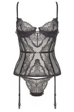 Zmysłowy koronkowy gorset Ravenna corset black L/XL