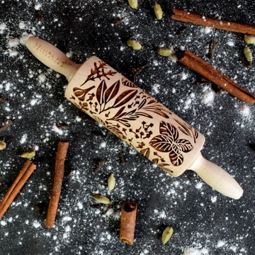 Скалка с гравировкой для печенья HERBS