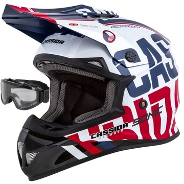 CASSIDA KASK MOTOCYKLOWY NA CROSSA SONIC + GOGLE M