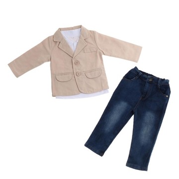 Boys Piece Long Sleeve Jacket, White Shirt, and Jeans Set, 6T