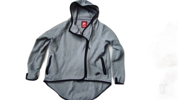 NIKE TECH FLEECE GREY ASYMMETRIC CAPE HOODY OVERSIZE R.S/M/L