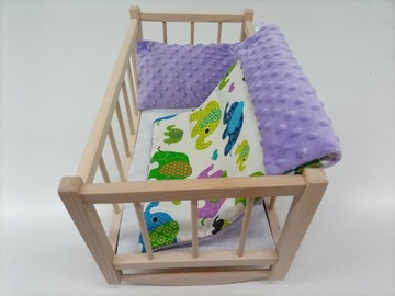KOŁYSKA DREWNIANA dla lalek + POŚCIEL - PRODUCENT.