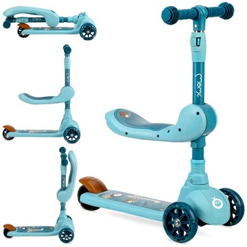 JEŹDZIK HULAJNOGA BALANSOWA DLA DZIECI 2w1 MoMi KIURU Z SIODEŁKIEM KOŁA LED