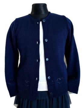 elegancki granatowy ** SWETER DZIEWCZĘCY * żakard * 122 CM