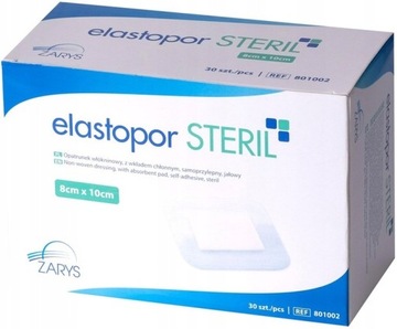 OPATRUNEK JAŁOWY ELASTOPOR STERIL 8cmx10cm 30 szt