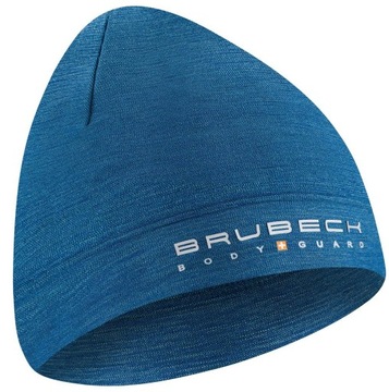 BRUBECK Czapka Termo HM10180 Merino JEANSOWY L/XL