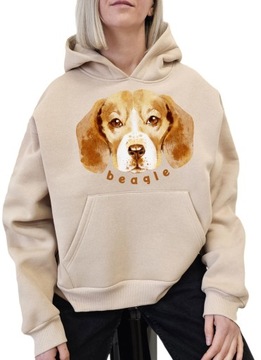 S203 BEŻ KANGURKA OVERSIZE BOXY BEAGLE PIES XL/XXL