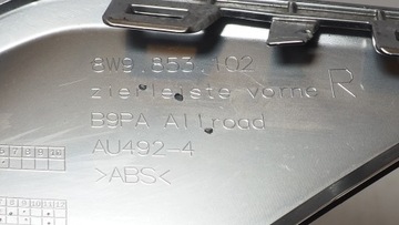 AUDI A4 B9 ALLROAD LIŠTA CHRÓM NÁRAZNÍKU PRAVÁ PŘEDNÍ 8W9853102