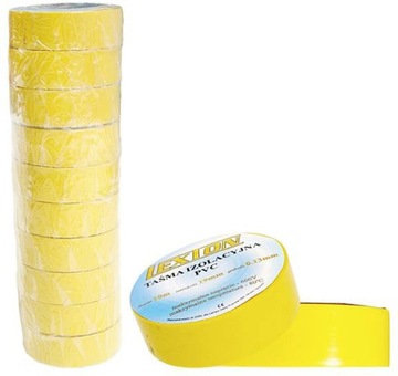 Taśma izolacyjna PVC zestaw 10szt żółta 19x10m
