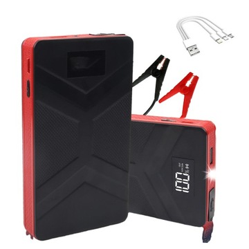 POWERBANK JUMP STARTER ROZRUCH BOOSTER Z LATARKA LED +KLEMY 6000mAh 3W1 USB