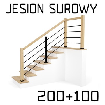 Balustrada barierka drewniana metalowa 2m+1m LOFT