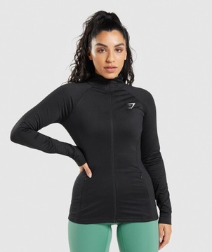 GYMSHARK CZARNA DOPASOWANA BLUZA LOGO (XS)