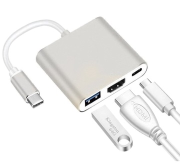 Przejściówka Adapter 3w1 HUB USB-C HDMI 4K ver2020