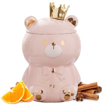 KUBEK CERAMICZNY 400ML Z ŁYŻECZKĄ POKRYWKĄ MIŚ DO KAWY HERBATY DUŻY