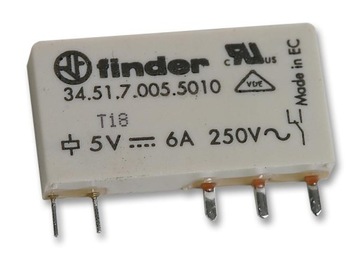 Przekaźnik 5VDC SPDT 6A FINDER 250VAC styk:AgNi+Au