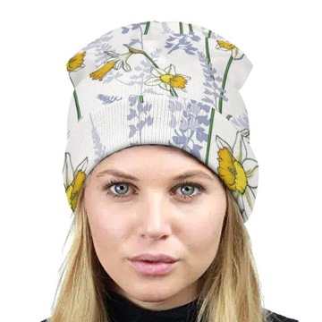 Czapka Zimowa Męska Beanie Wiosna Jesień Damska w Kwiaty