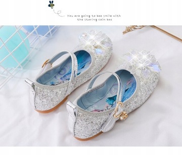2023 Letnie Dziecięce Skórzane Buty Frozen Elsa