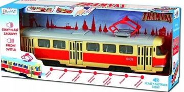 CZESKI TRAMWAJ 28cm RETRO TRAMWAJ DŹWIĘKI ŚWIATŁO