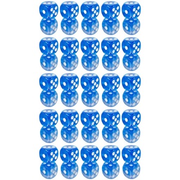 ZESTAW 25 KOSTEK K6 RPG BŁĘKITNA PERŁA KOŚĆ SZEŚCIOŚCIENNA 1,1 CM