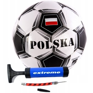 CZARNA PIŁKA NOŻNA POLSKA REPREZENTACJA MOCNA WYTRZYMAŁA SZYTA + POMPKA