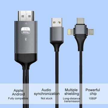 КАБЕЛЬ micro USB C Lightning — адаптер HDMI 2M MHL