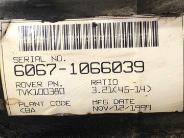 NÁPRAVA DIFER ZADNÍ LAND ROVER FREELANDER I 98-06 1.8B 174-002 3.21