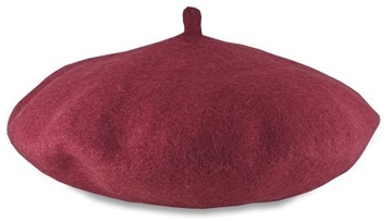 Beret klasyczny wełniany stylfrancuski JASNE BORDO