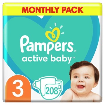Pampers Pieluszki Active Baby Rozmiar 3 208 szt.