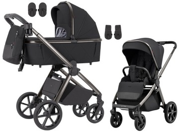 WÓZEK CARRELLO OMEGA 2w1 FOLIA MOSKITIERA UCHWYT ADAPTERY ABSOLUT BLACK