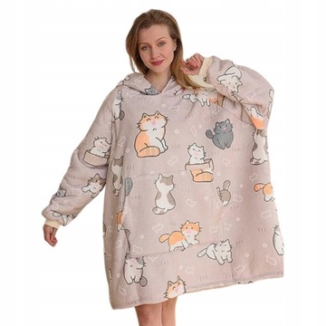 CIEPŁA BLUZA KOC OVERSIZE FUTRZAK 2W1 GRUBA XXL