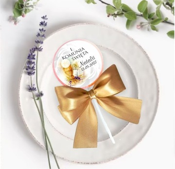 Благодарность гостям на Первое Причастие Леденцы на палочке с бантиком, 10 шт. подарок подарок