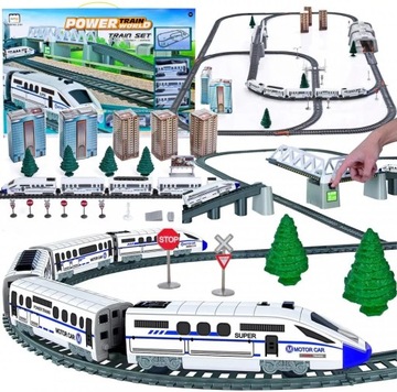 KOLEJKA ELEKTRYCZNA POCIĄG PENDOLINO MOST TUNEL 9m LOKOMOTYWA WAGONY 900cm