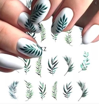 NAKLEJKI WODNE GAŁĄZKI LIŚCIE LISTKI Zielone nr10