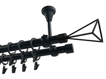 KARNISZ METALOWY SUFIT 19+19mm MIX wybór KOŃCÓWEK CZARNY MAT 280cm