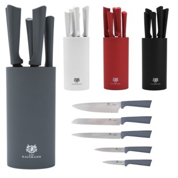 НАБОР КУХОННЫХ НОЖЕЙ В БЛОКЕ, 5 ШТ, ТРУБКА