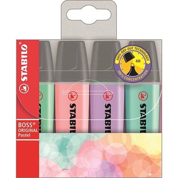 Zakreślacze Stabilo BOSS pastel w etui - 4 kolory