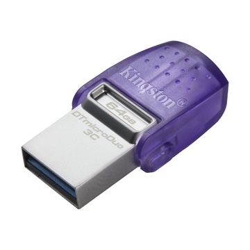Флеш-накопитель Kingston DataTraveler microDuo 3C, 64 ГБ, 200 МБ/с, двойной USB-A + USB-C