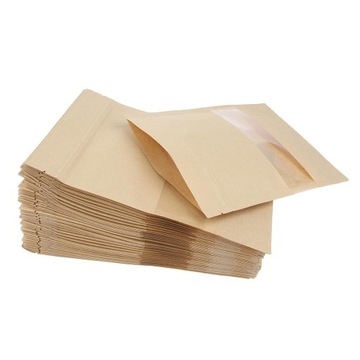 Torby samoprzylepne z papieru pakowego Kraft Zip Lock Food Bag Kraft Stand 12x20+4