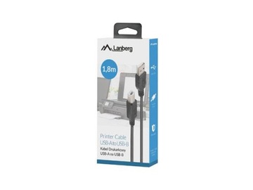 Кабель Lanberg AM-BM USB 2.0, 1,8 м, черный ферритовый корпус