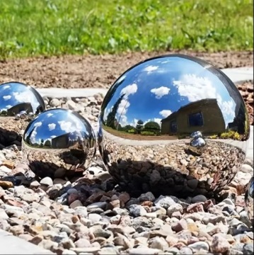 ДЕКОРАТИВНЫЕ ЗЕРКАЛЬНЫЕ ШАРЫ ИЗ НЕРЖАВЕЮЩЕЙ СТАЛИ ДЛЯ УКРАШЕНИЯ САДА 5ШТ!