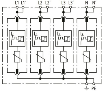 ЗАЩИТА ОТ ПЕРЕНАПРЯЖЕНИЯ DG SMP TNS 275 AC ТИПА C+D T2+T3 DEHN 942402