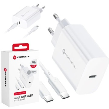 Ładowarka sieciowa szybka USB typ A 18W QC 3.0 + kabel USB typ C FORCELL